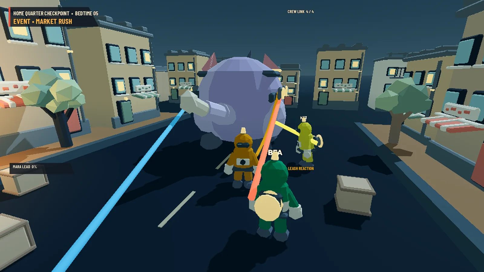 Bean and the crew push through the storm-lit home quarter.